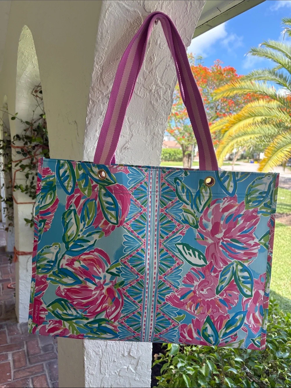 Lilly Pulitzer Pink and Blue Floral Tote